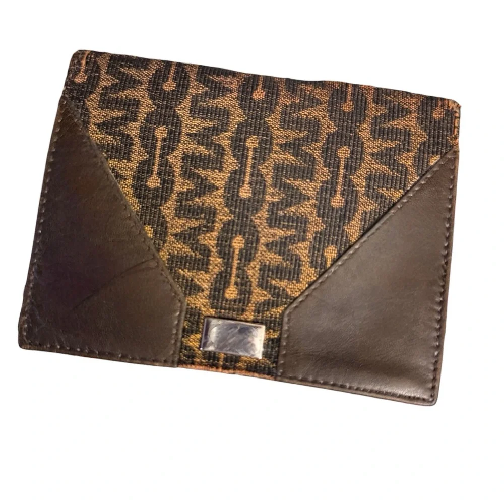 Mark Cross Early 80’s Leather & Canvas Logo Bi-Fold Notepad Holder Unisex